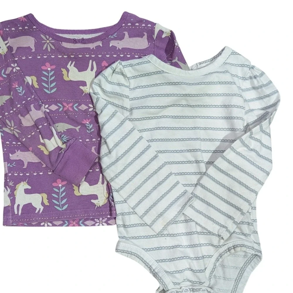 Toddler Long Sleeve Shirt, Stripped Bodysuit + 2 Leggings Size‎ 24MO